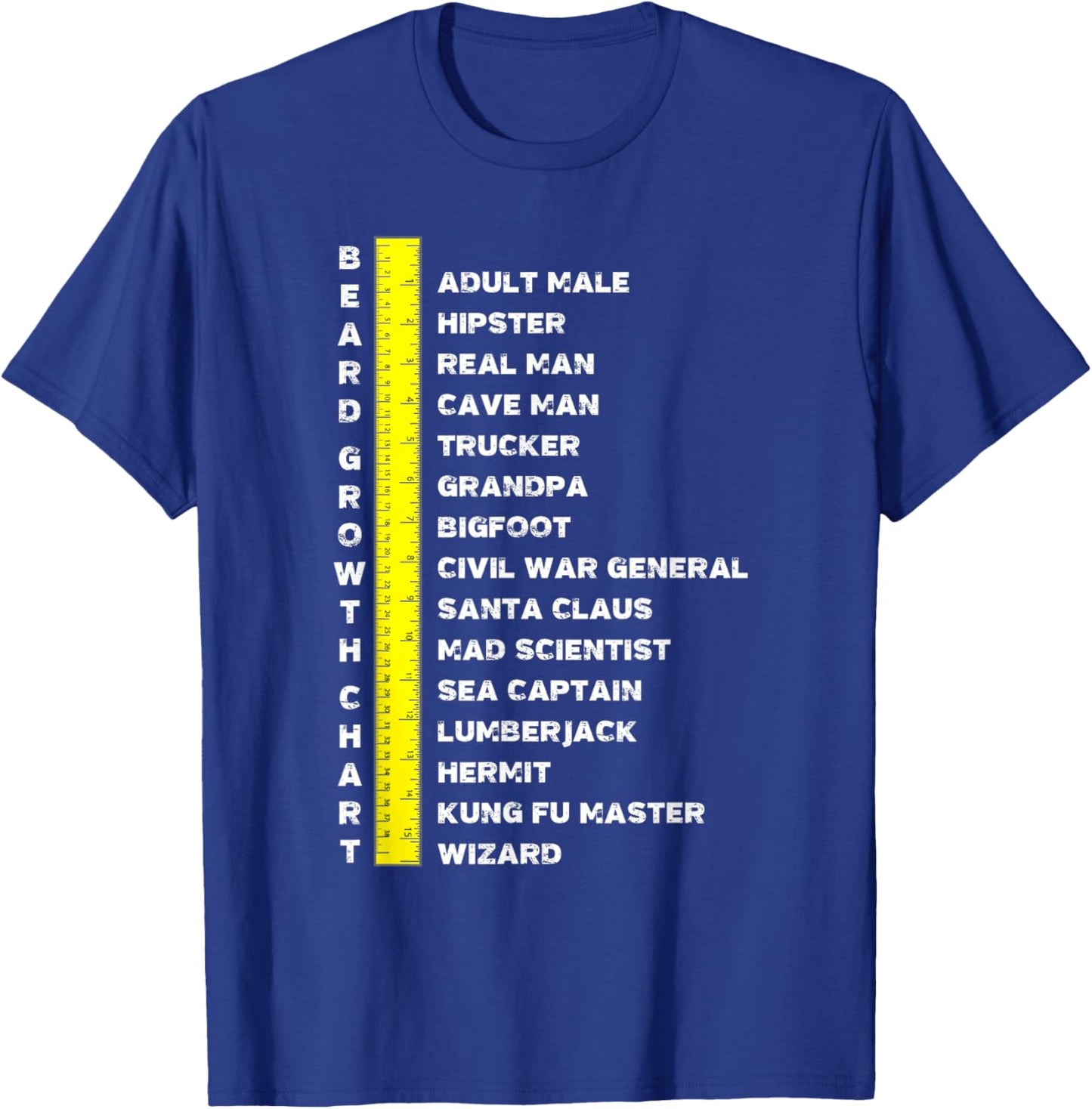 Beard Length Growth Chart Ruler Gifts Outfit T-Shirt - T-Shirt | Royal