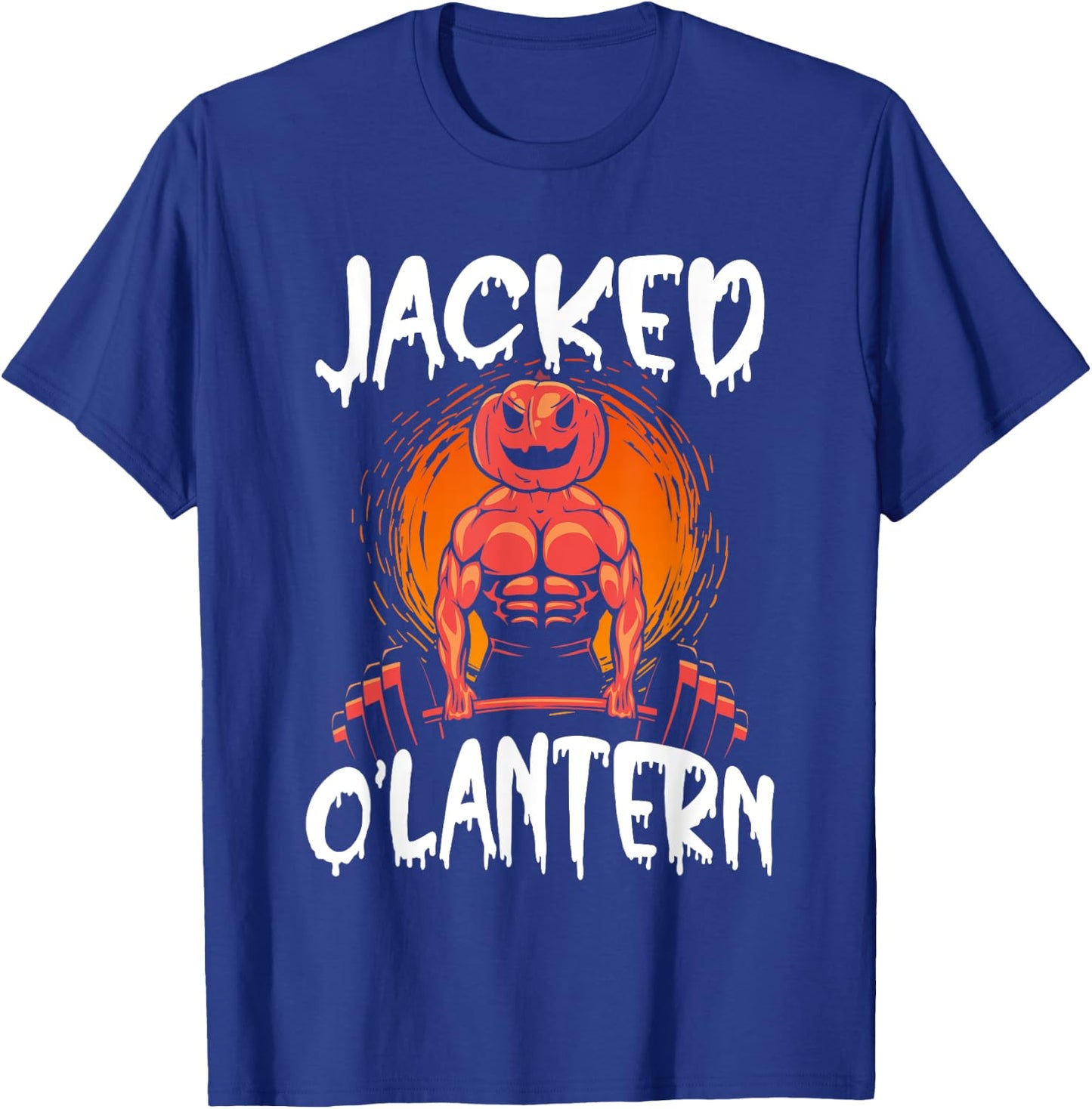 Jacked O Lantern Halloween Weightlifting Muscle Workout T-Shirt - T-Shirt | Royal