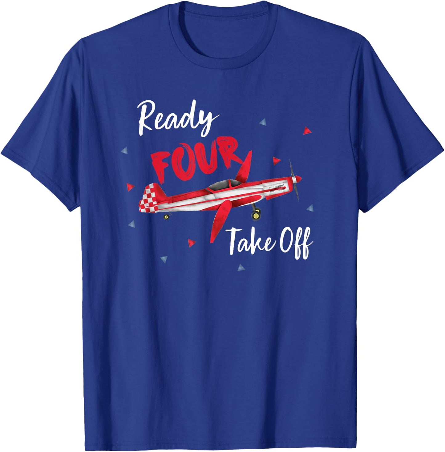 Ready Four Take Off Years Old Birthday 4th Bday Boy Airplane T-Shirt - T-Shirt | Royal