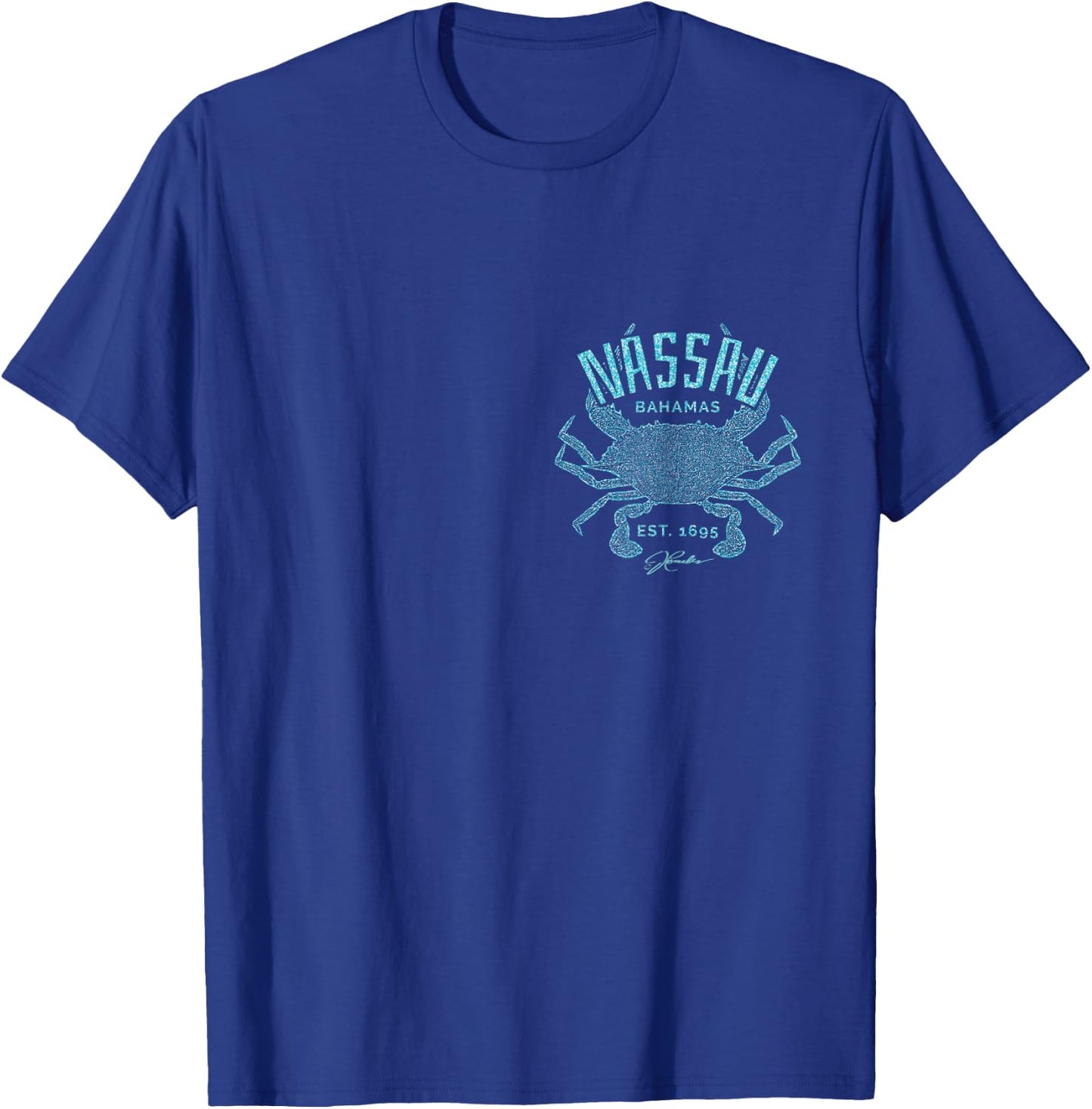JCombs: Nassau, Bahamas, Blue Crab (2-Sided) T-Shirt - T-Shirt | Royal