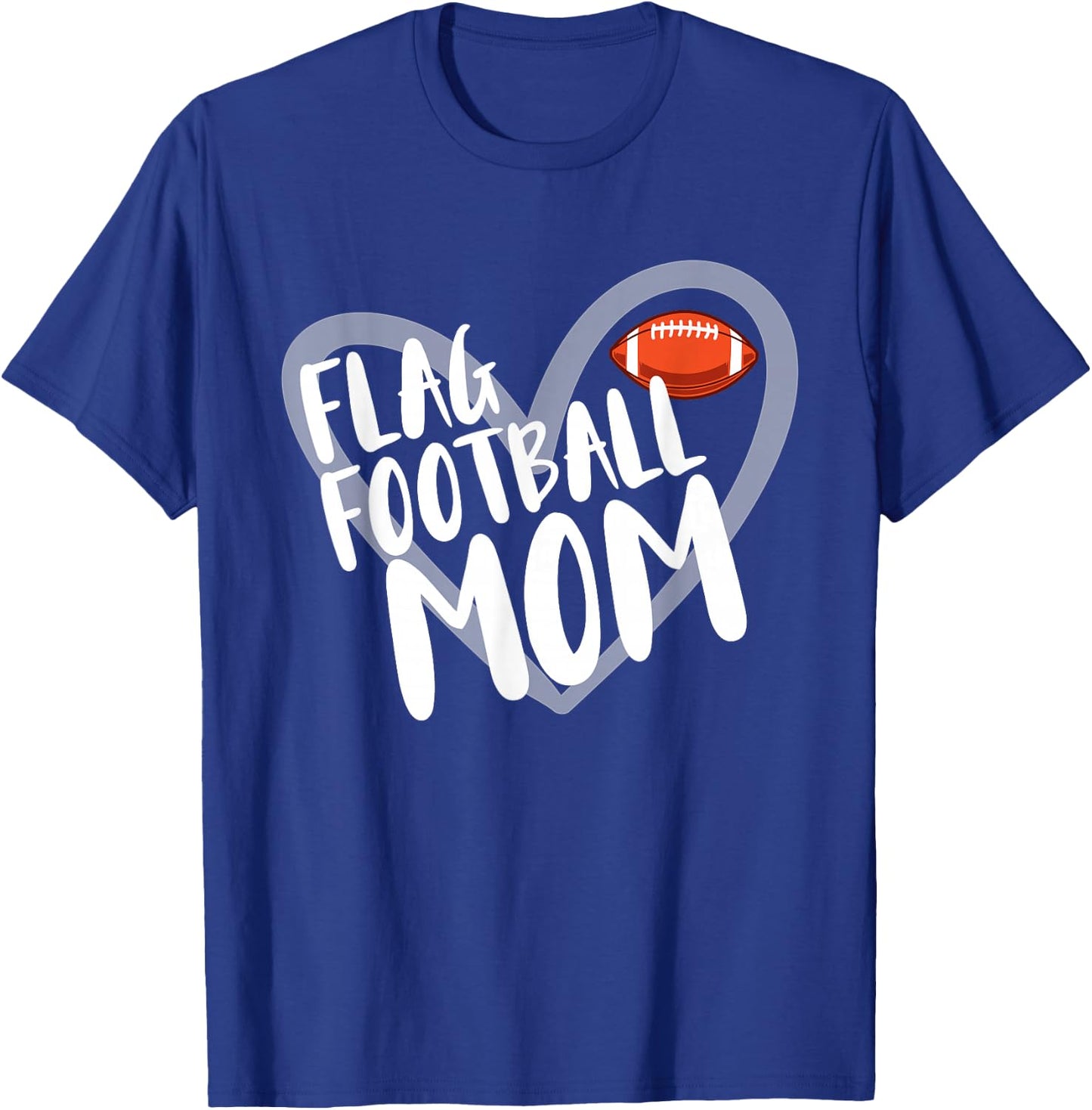 Flag Football Mom Heart T-Shirt - T-Shirt | Royal