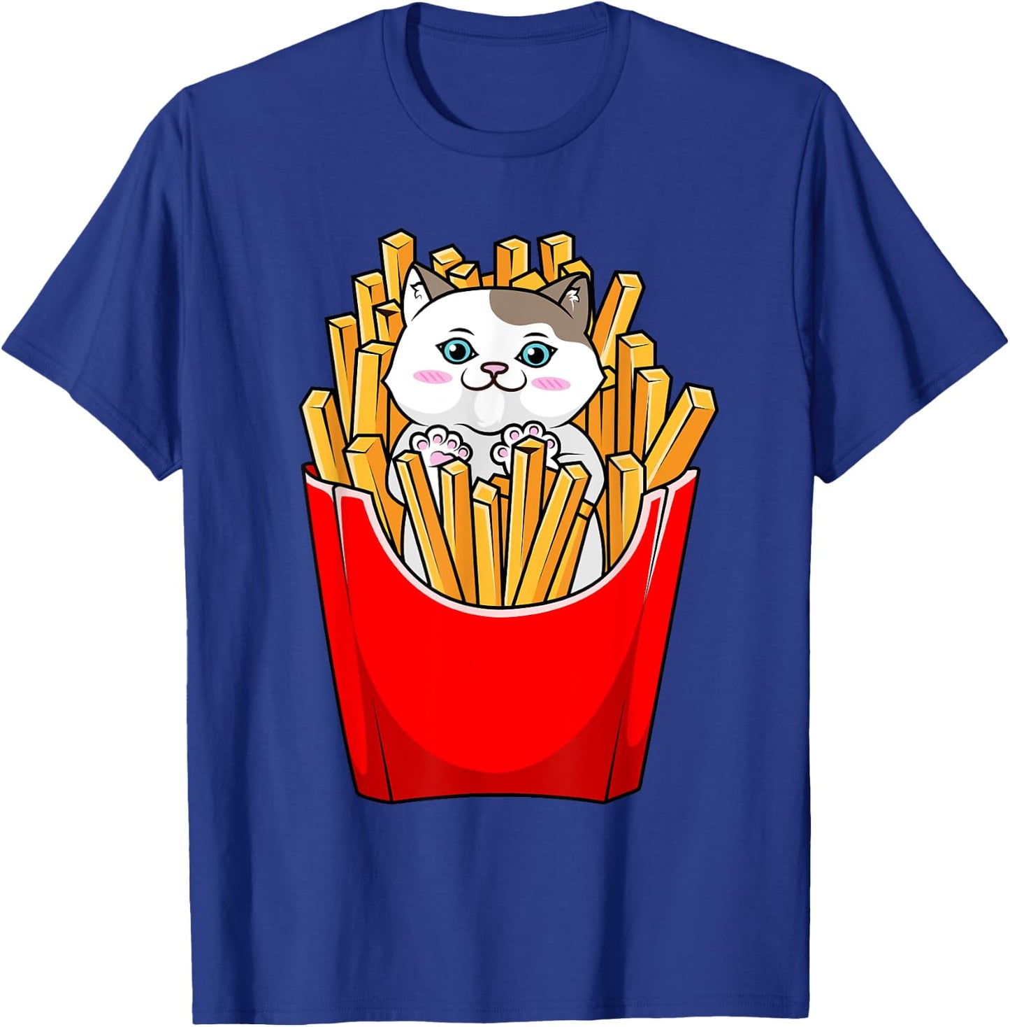 French Fries Cute Kitty Cat Funny T-Shirt - T-Shirt | Royal