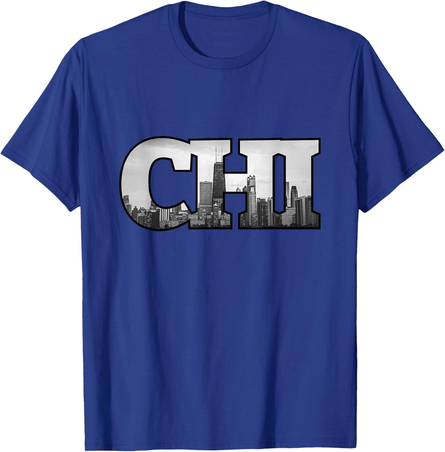 CHI Chicago City Skyline of Downtown Chicago, Illinois T-Shirt - T-Shirt | Royal