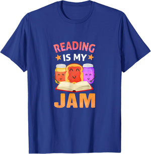 Reading is My Jam Funny I Love to Read Books T-Shirt - T-Shirt | Royal