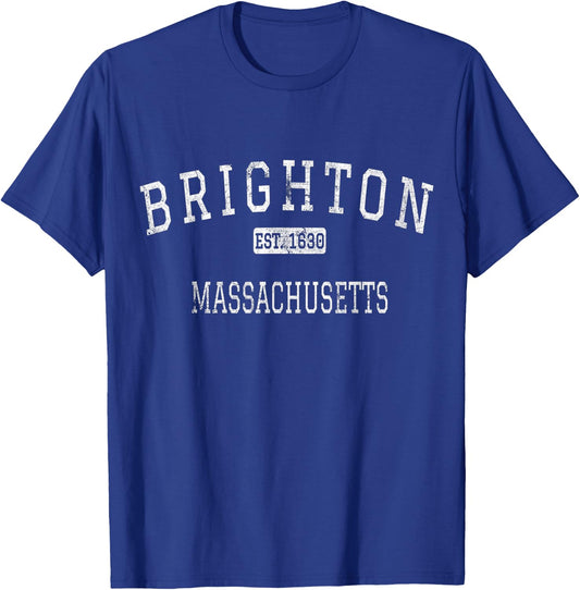 Brighton Massachusetts Boston MA Vintage T-Shirt - T-Shirt | Royal