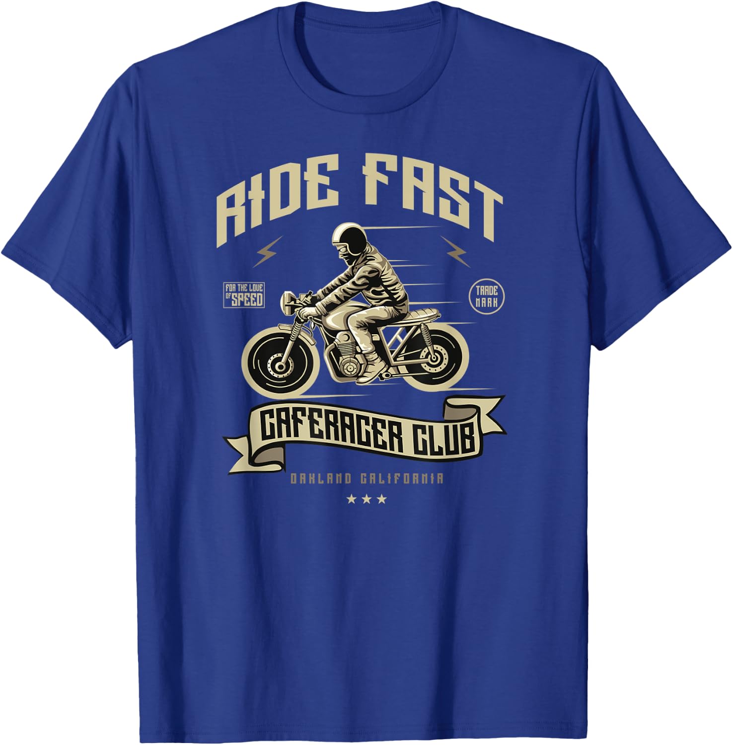 Cafe Racer Gift Ride Fast Cafe Racer Club Vintage T-Shirt - T-Shirt | Royal