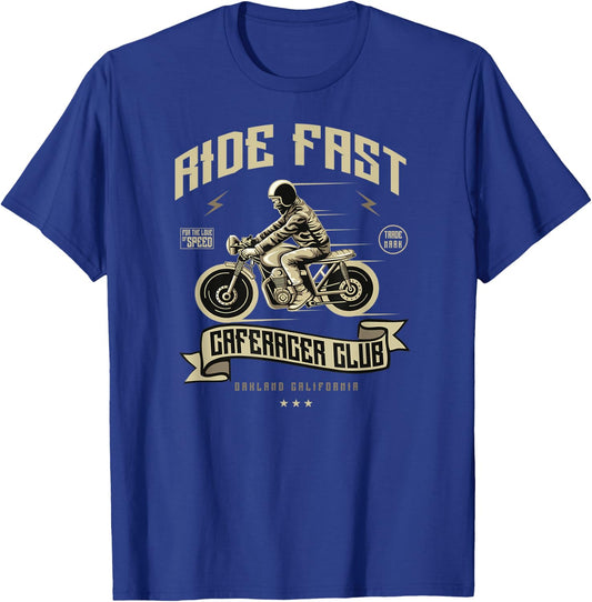 Cafe Racer Gift Ride Fast Cafe Racer Club Vintage T-Shirt - T-Shirt | Royal