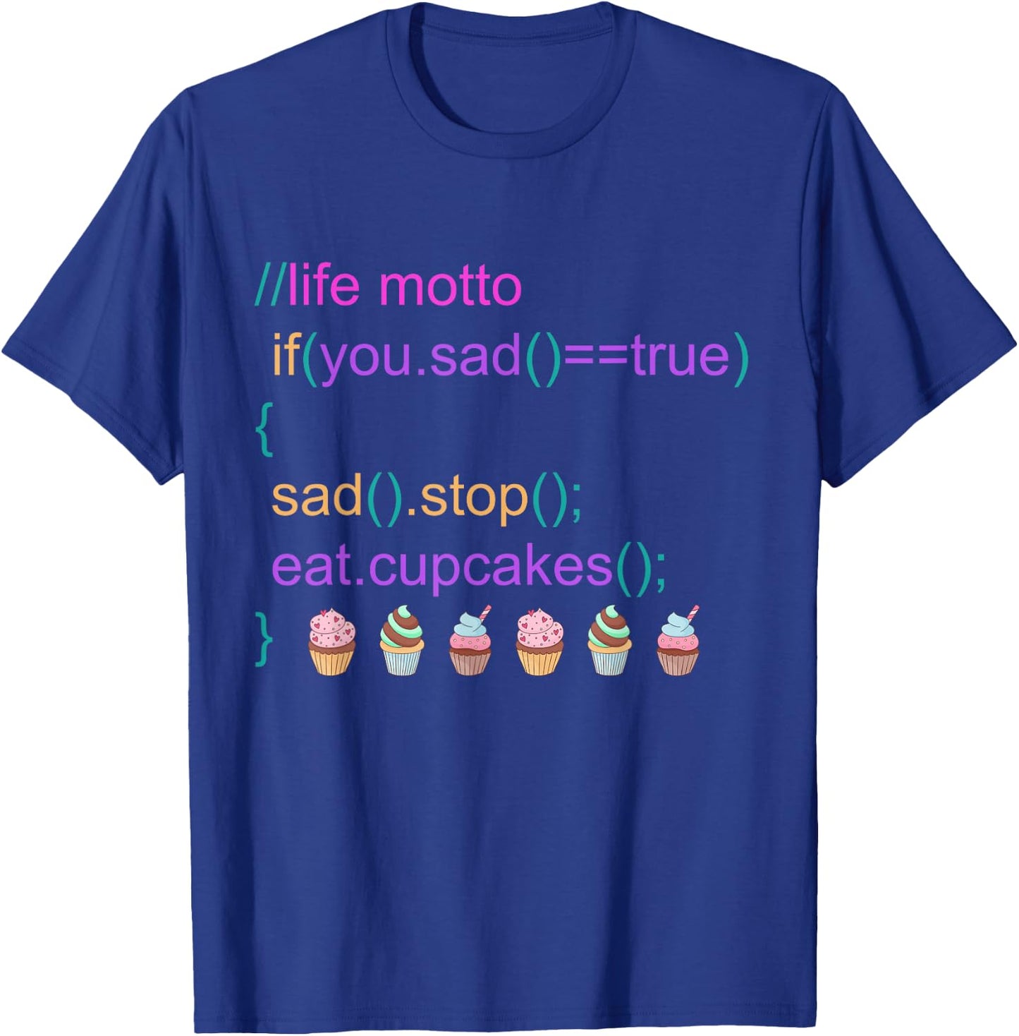 Funny Programmer Eat Cupcake Great Coder updates T-Shirt - T-Shirt | Royal