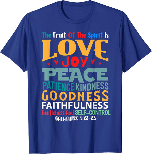 Religious Designs By ShirtZilla Fruit Of The Spirit Christian Bible Verse T-Shirt - T-Shirt | Royal