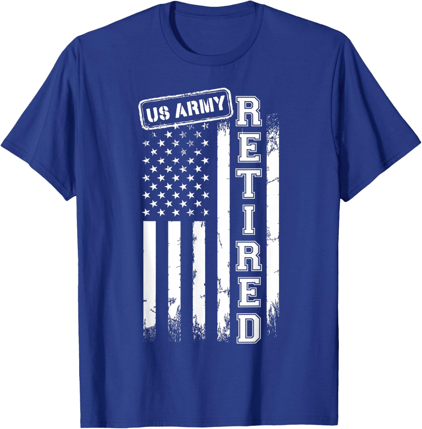 US Army Retired American Flag Vintage Patriotic T-Shirt - T-Shirt | Royal