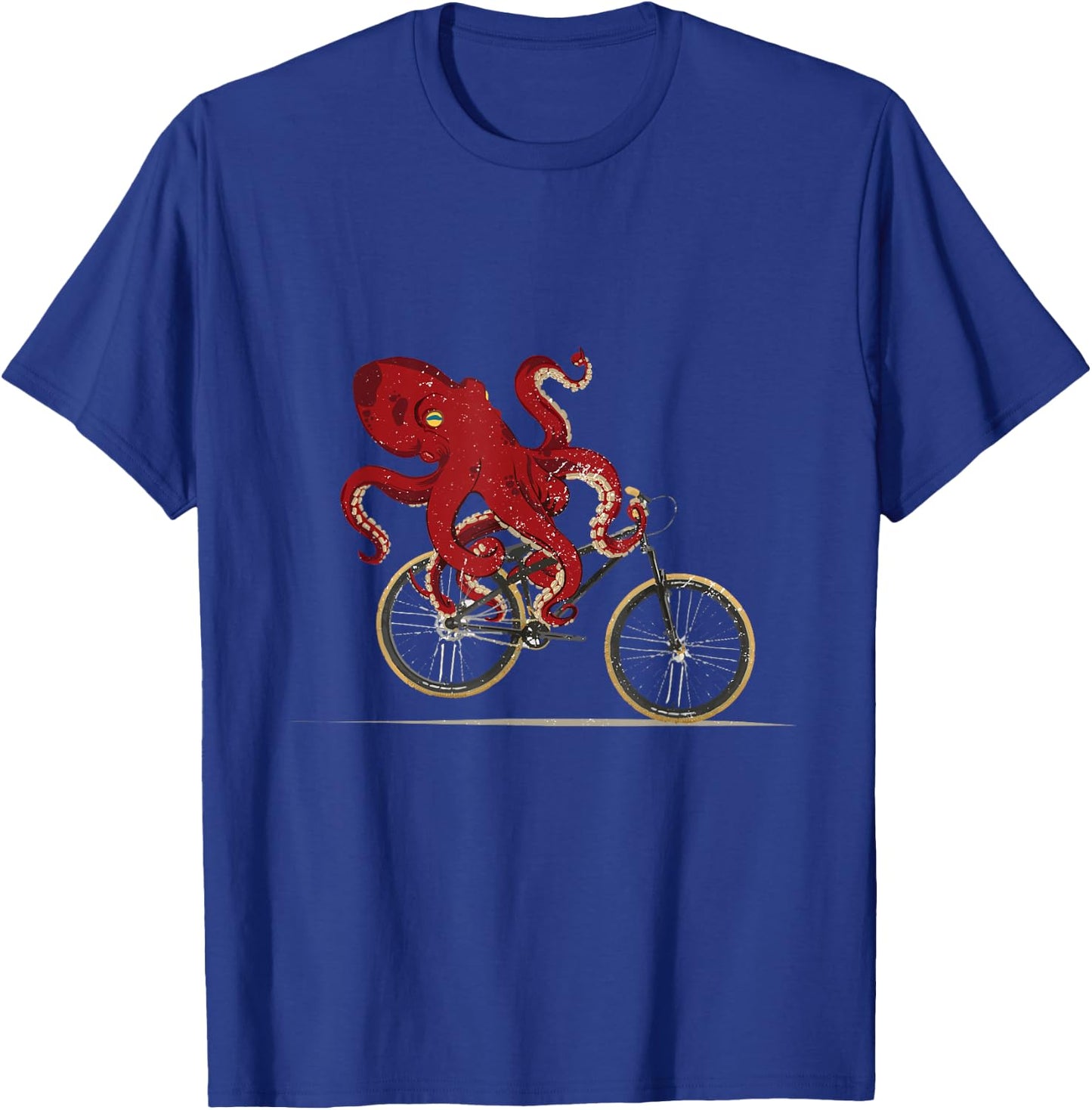 Funny Graphic Octopus Bicycle Graphic Men Women Retro Hobby T-Shirt - T-Shirt | Royal