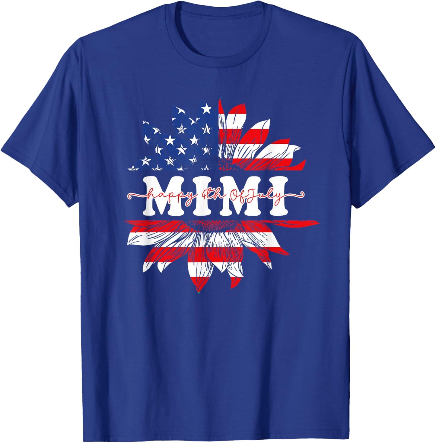 Sunflower American Mimi Patriotic USA Flag 4th Of July Women Men T-Shirt - T-Shirt | Royal