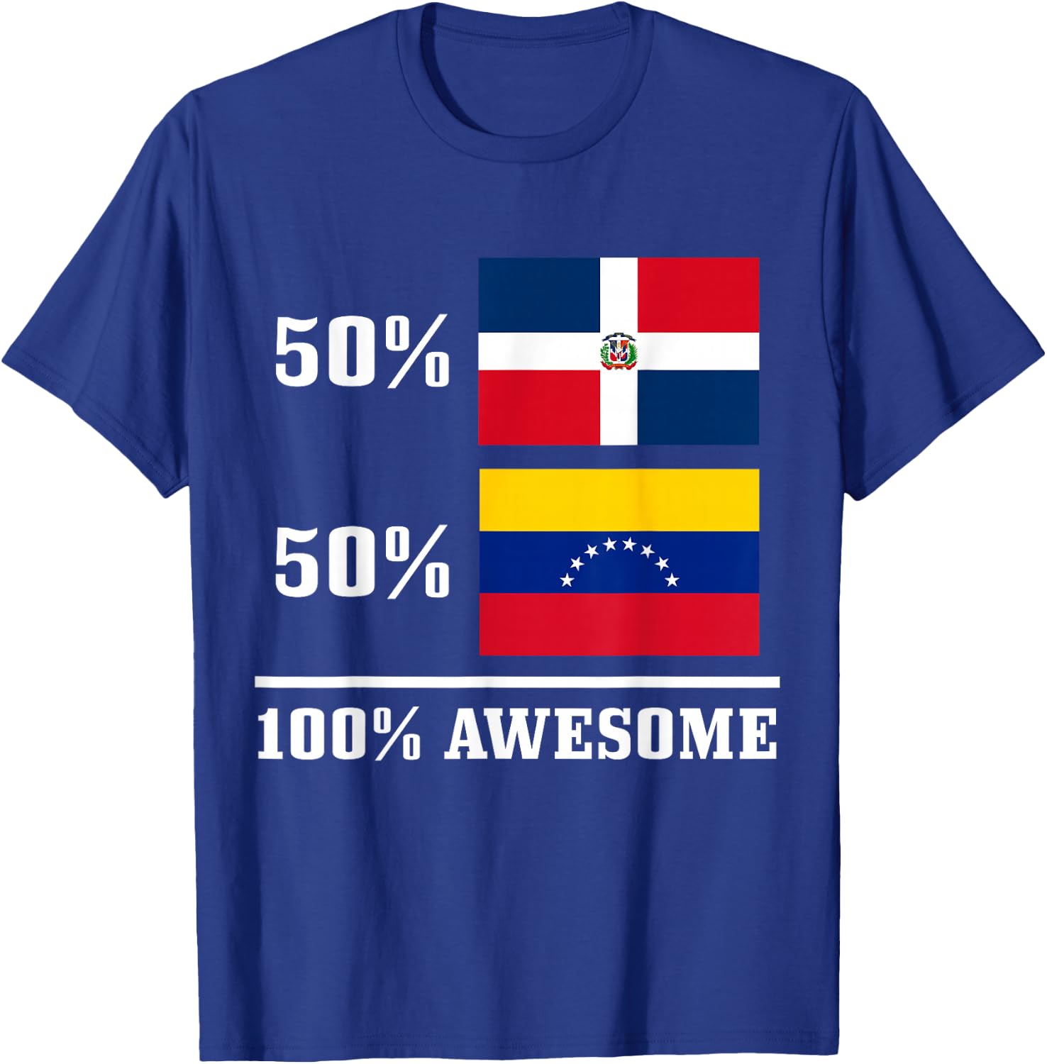 50% Dominican Republic 50% Venezuela Venezuelan Flag Pride T-Shirt - T-Shirt | Royal