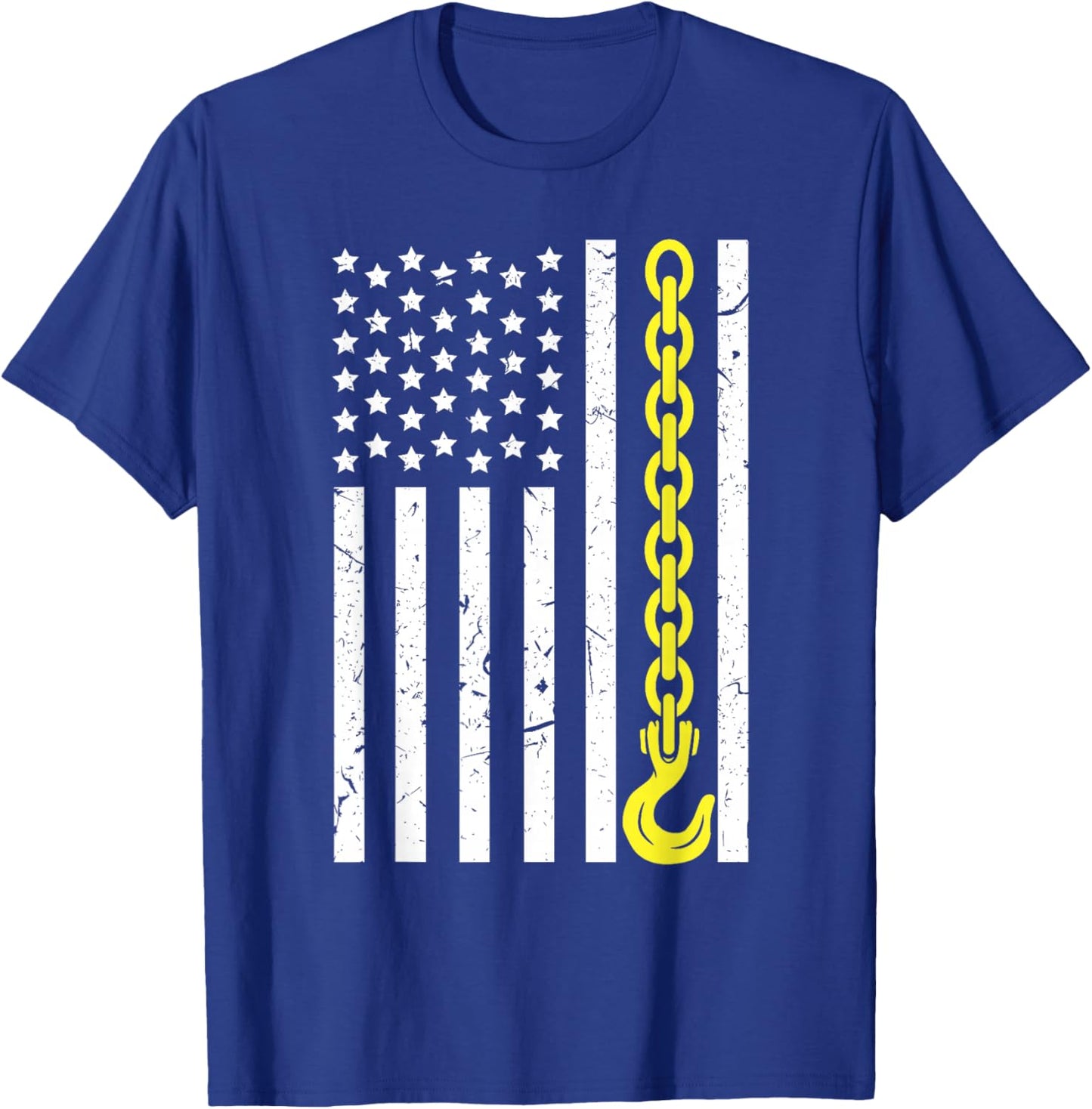 USA Yellow Thin Line Hook Tow Truck American Driver T-Shirt - T-Shirt | Royal