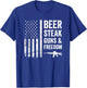 BEER STEAK GUNS & FREEDOM - USA BBQ American Flag Drinking Women Men T-Shirt - T-Shirt | Royal