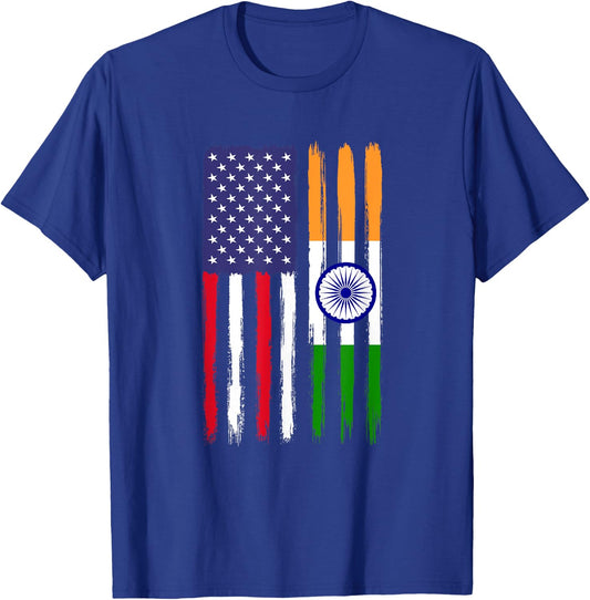 Indian Roots Half American Flag Patriotic Indian T-Shirt - T-Shirt | Royal