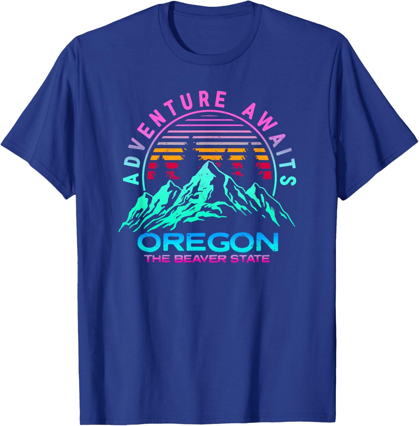 Oregon Retro Vintage Mountains & Outdoors Wilderness State T-Shirt - T-Shirt | Royal