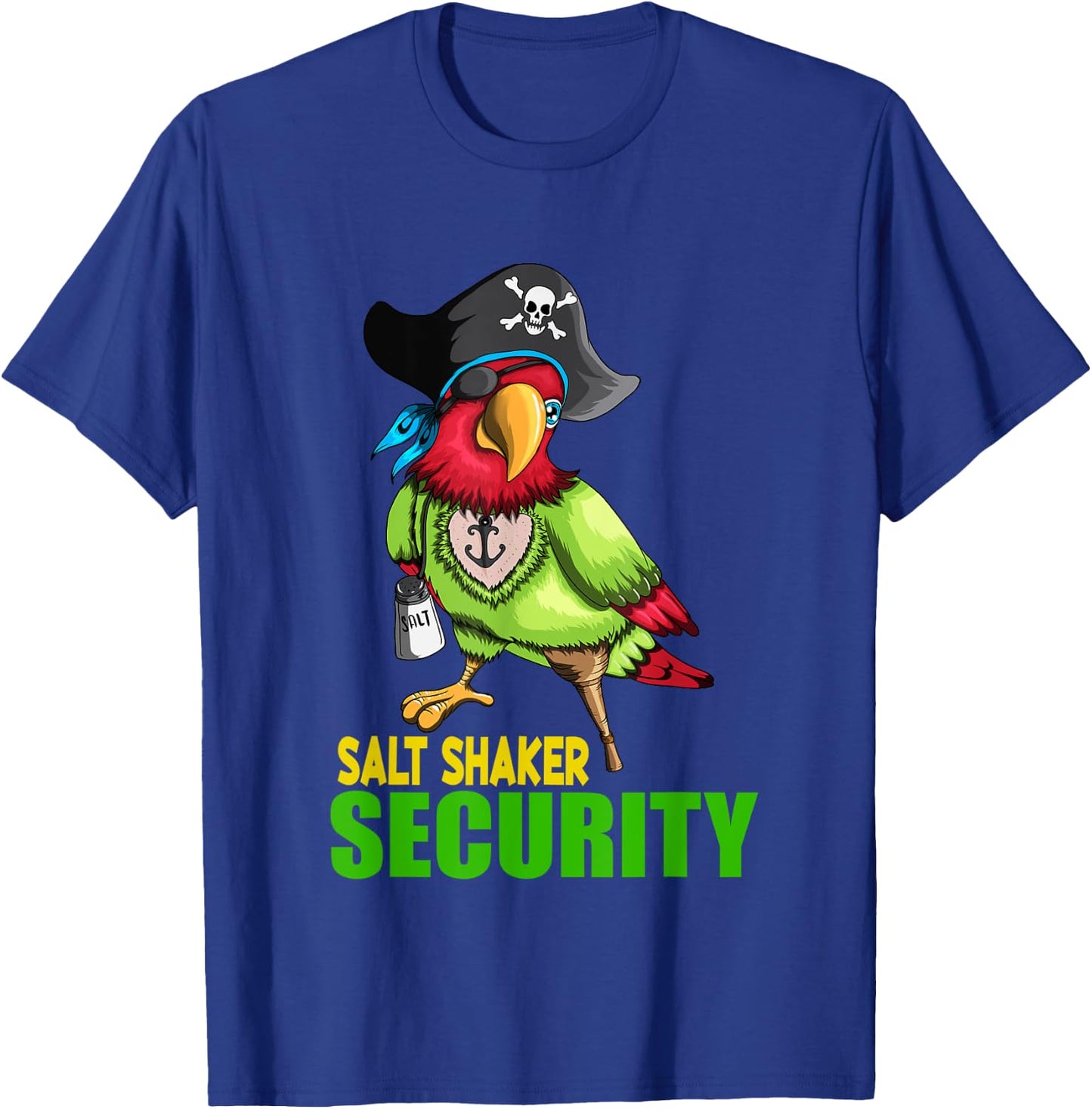 Funny Salt Shaker Parrot Pirate Pirate Hat Salt Eyelap T-Shirt - T-Shirt | Royal