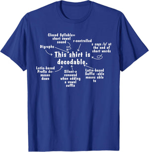 This Shirt is Decodable Structured Literacy Reading Teacher T-Shirt - T-Shirt | Royal