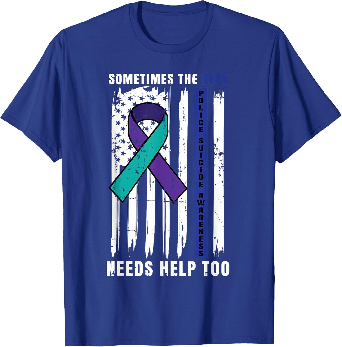 Support Blue Lives Police Suicide Awareness Law Enforcement T-Shirt - T-Shirt | Royal