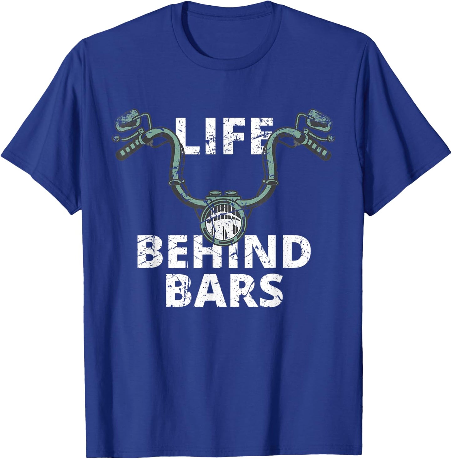 Life Behind Bars Vintage Motorcycle Rider Bikers T-Shirt - T-Shirt | Royal
