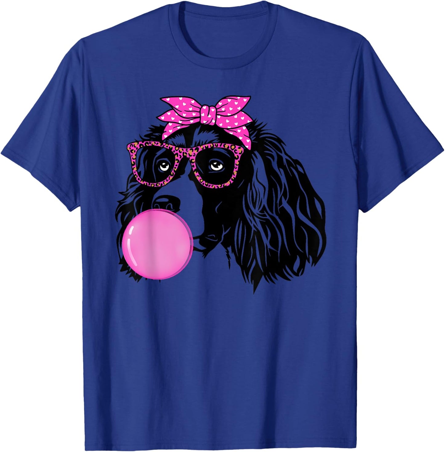 English Springer Spaniel with bubble gum bandana glasses T-Shirt - T-Shirt | Royal