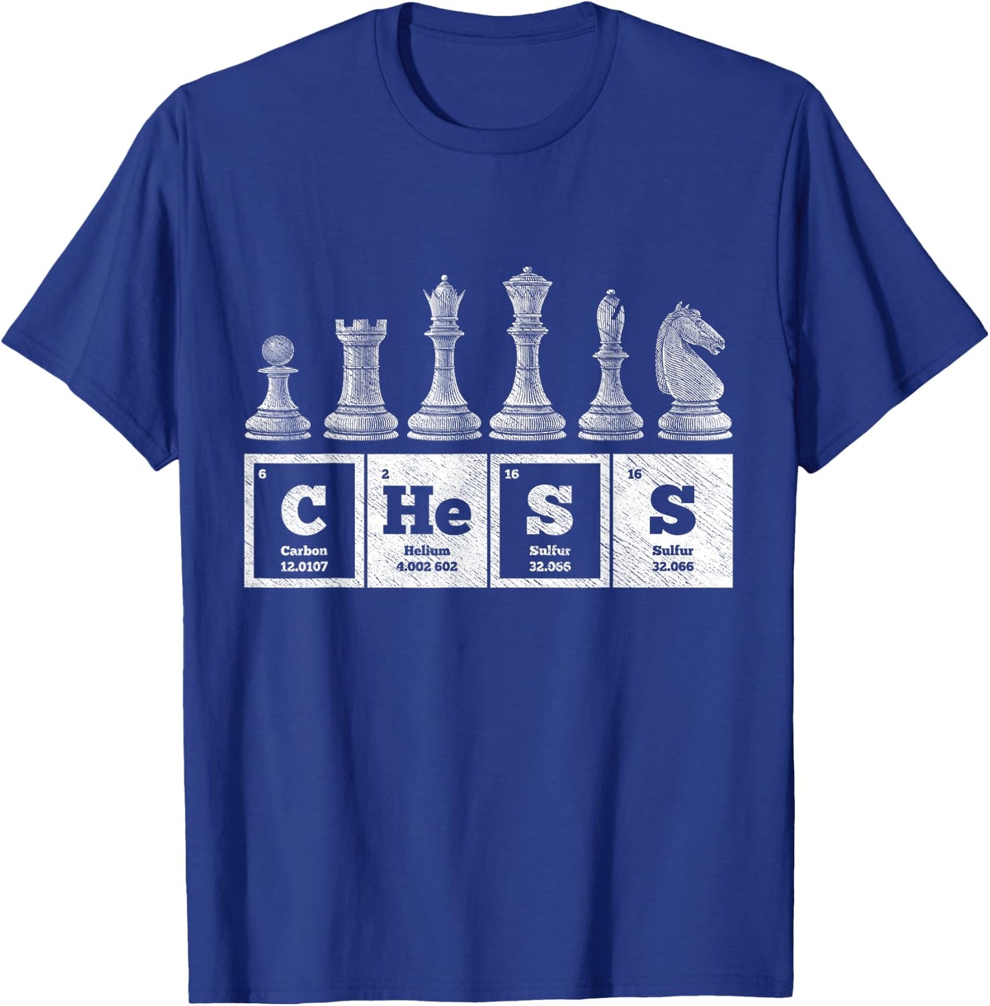 Funny Chess Player Geek Periodic System Chemistry Elements T-Shirt - T-Shirt | Royal