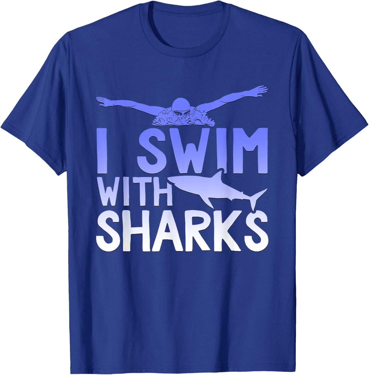I Swim With Sharks Graphic T-Shirt - T-Shirt | Royal