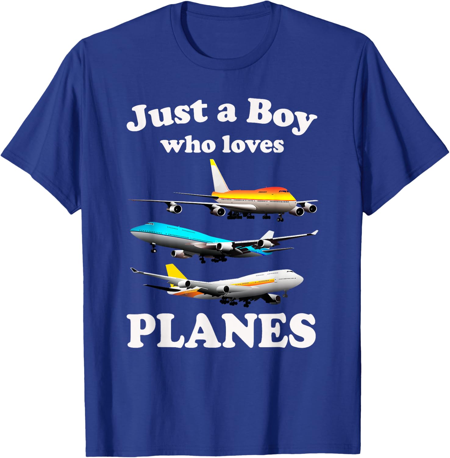 Just A Boy Who Loves Planes & Airplane Fans Kid Toddler Son T-Shirt - T-Shirt | Royal