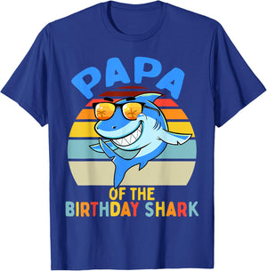 Papa of the Shark Birthday Matching Family T-Shirt - T-Shirt | Royal