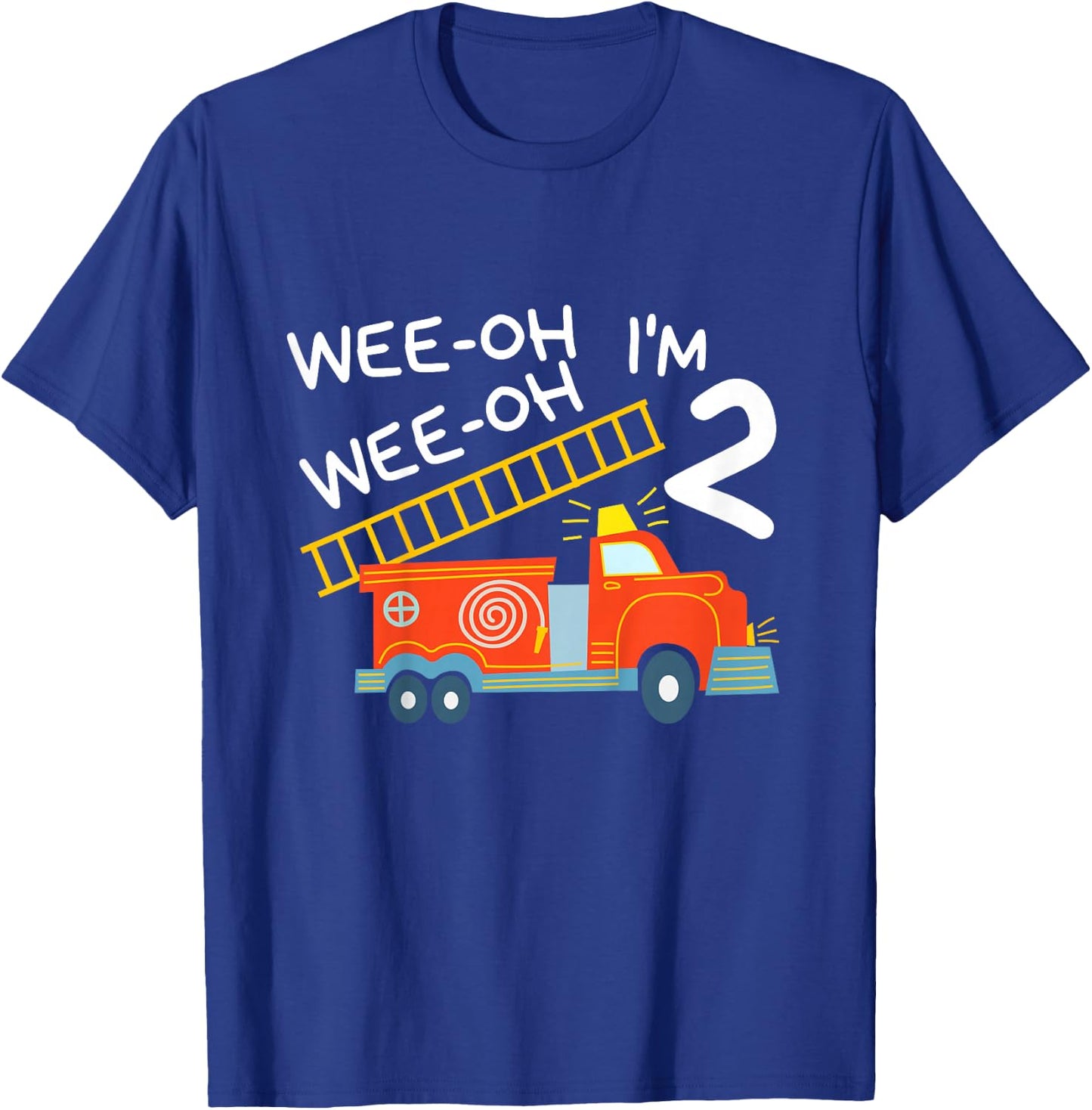 I'm 2 Years Old 2nd Birthday Party Wee-Oh Alarm Fire Truck T-Shirt - T-Shirt | Royal