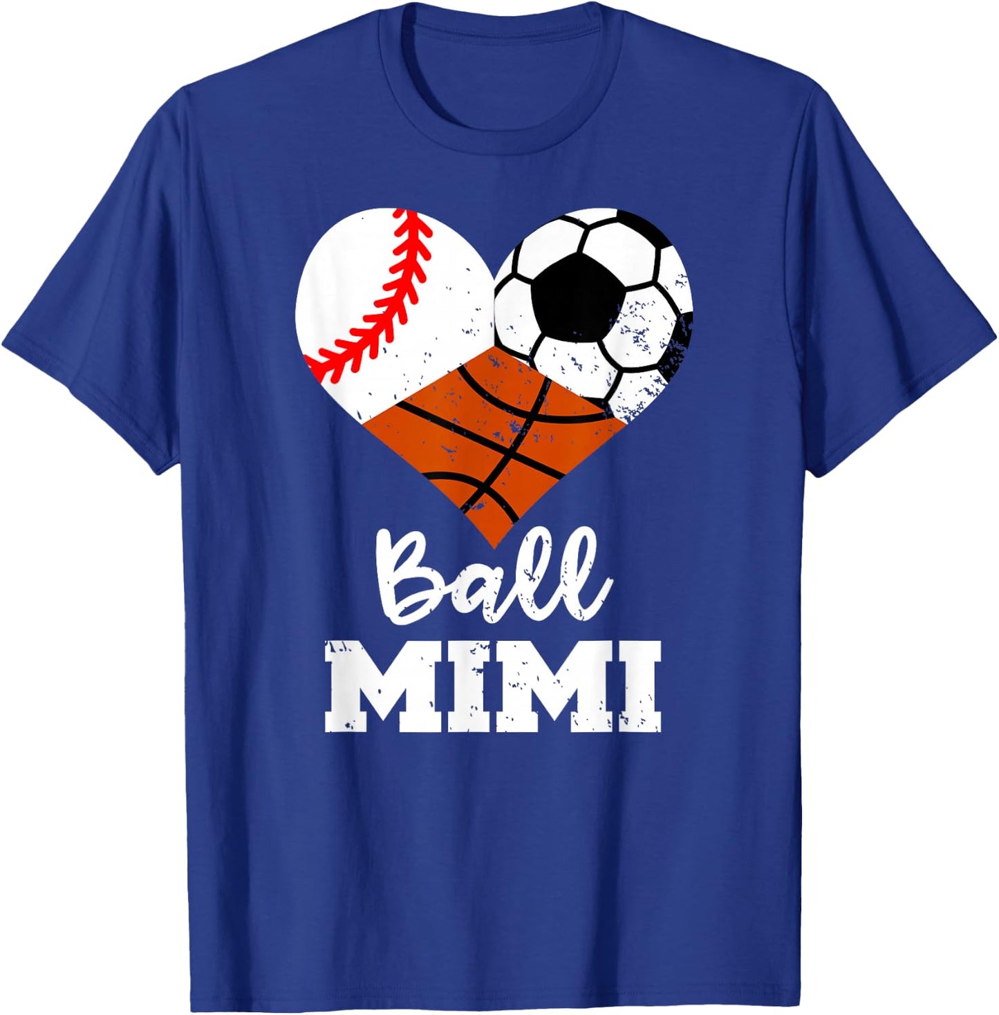 Ball Mimi Heart Funny Baseball Soccer Basketball Mimi T-Shirt - T-Shirt | Royal