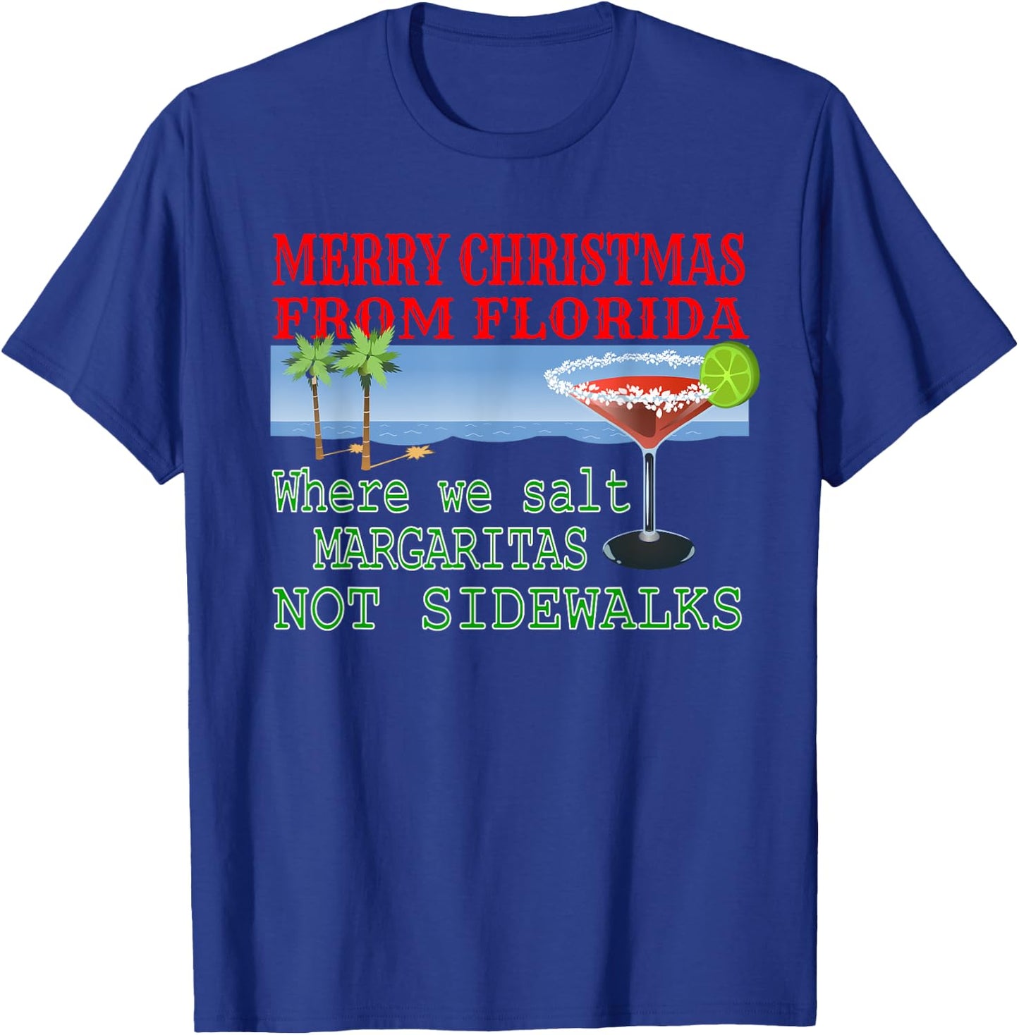 Funny Florida Vacation Christmas Beach Drinking Men Women T-Shirt - T-Shirt | Royal