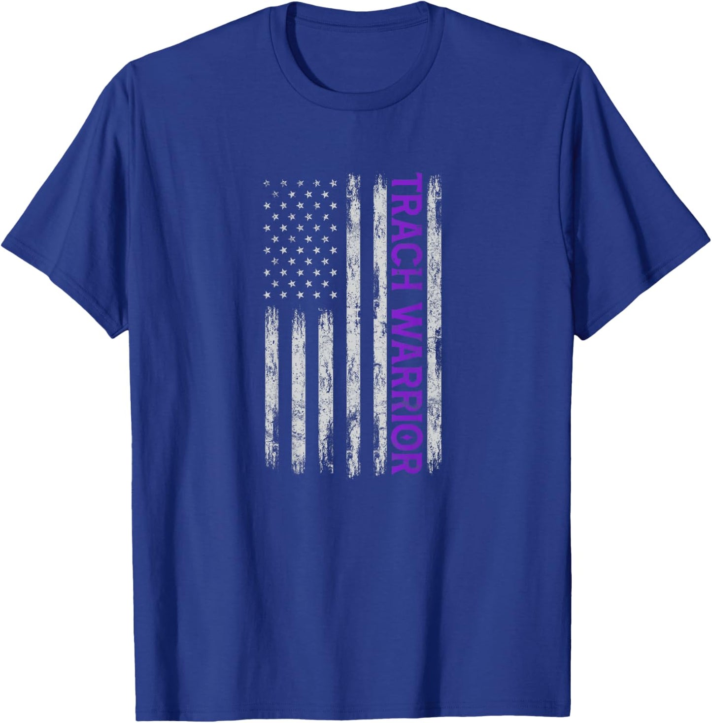 Trach Warrior Tracheostomy Awareness USA Flag Design On Back Kids Men T-Shirt - T-Shirt | Royal