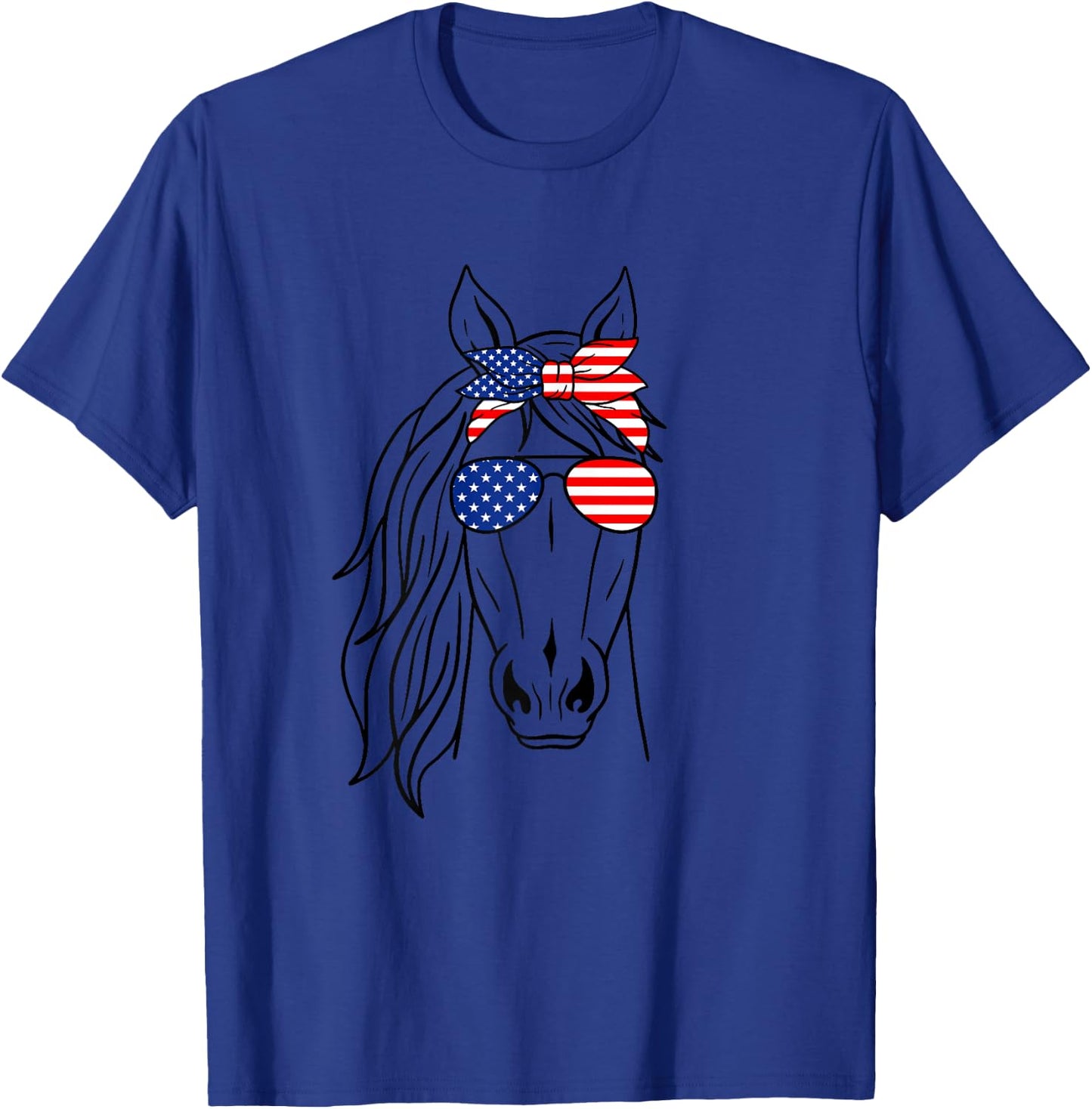 Patriotic Horse Bandana Girl 4th of July American Horse Flag T-Shirt - T-Shirt | Royal