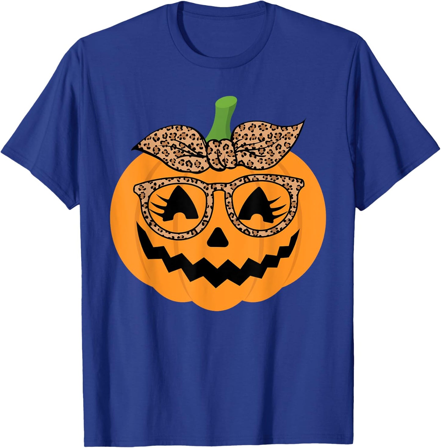 Cute Pumpkin Leopard Glasses and Bandana Halloween Costume T-Shirt - T-Shirt | Royal
