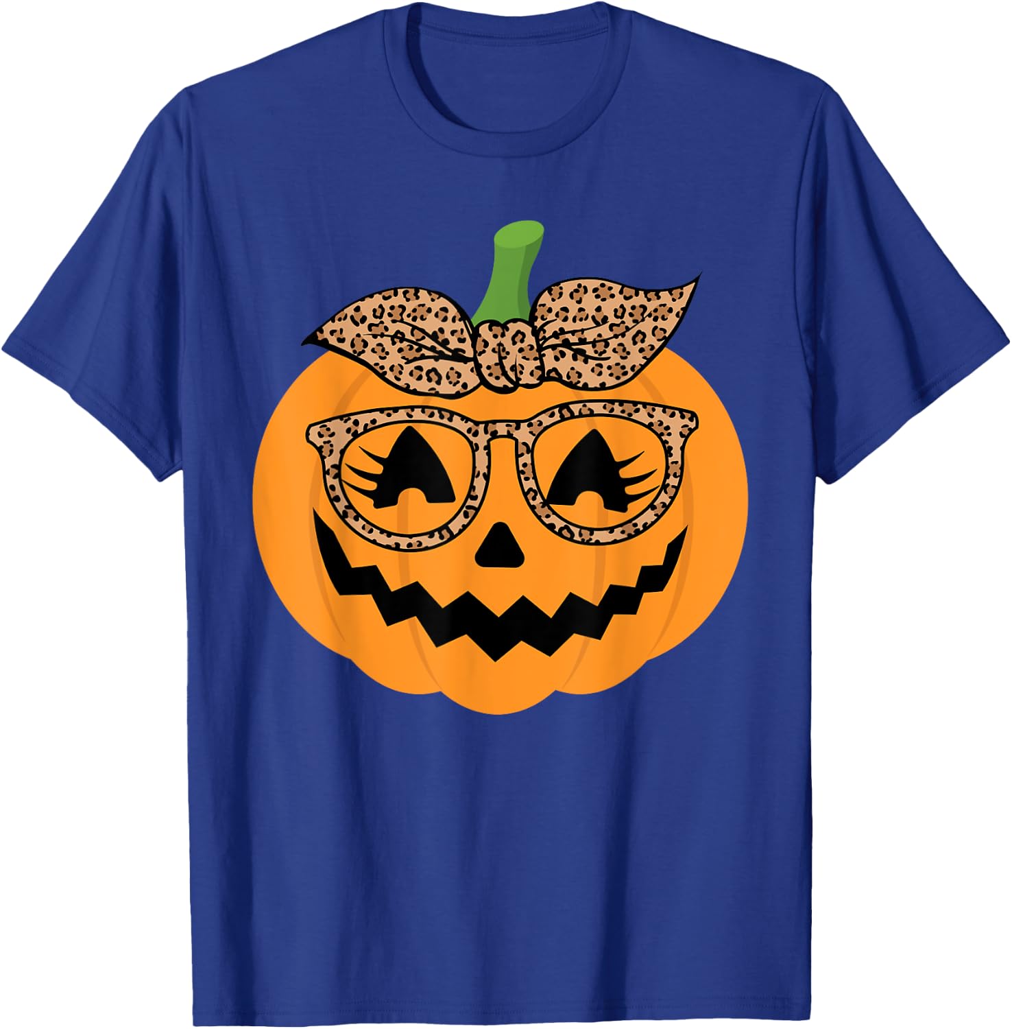 Cute Pumpkin Leopard Glasses and Bandana Halloween Costume T-Shirt - T-Shirt | Royal