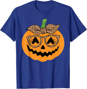 Cute Pumpkin Leopard Glasses and Bandana Halloween Costume T-Shirt - T-Shirt | Royal