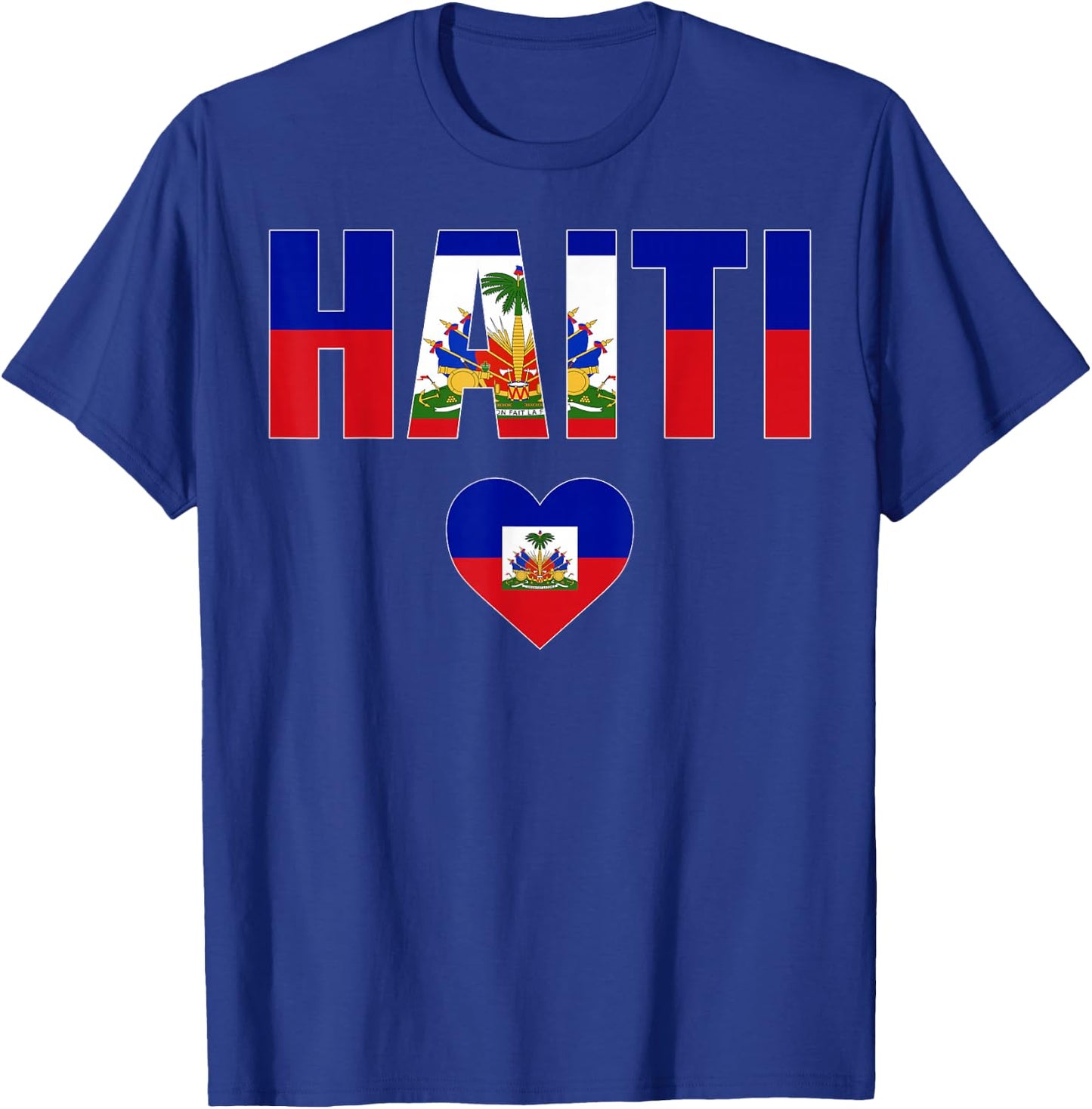 Haiti Haitian Flag Heart Pride Women Kids Boys Men T-Shirt - T-Shirt | Royal