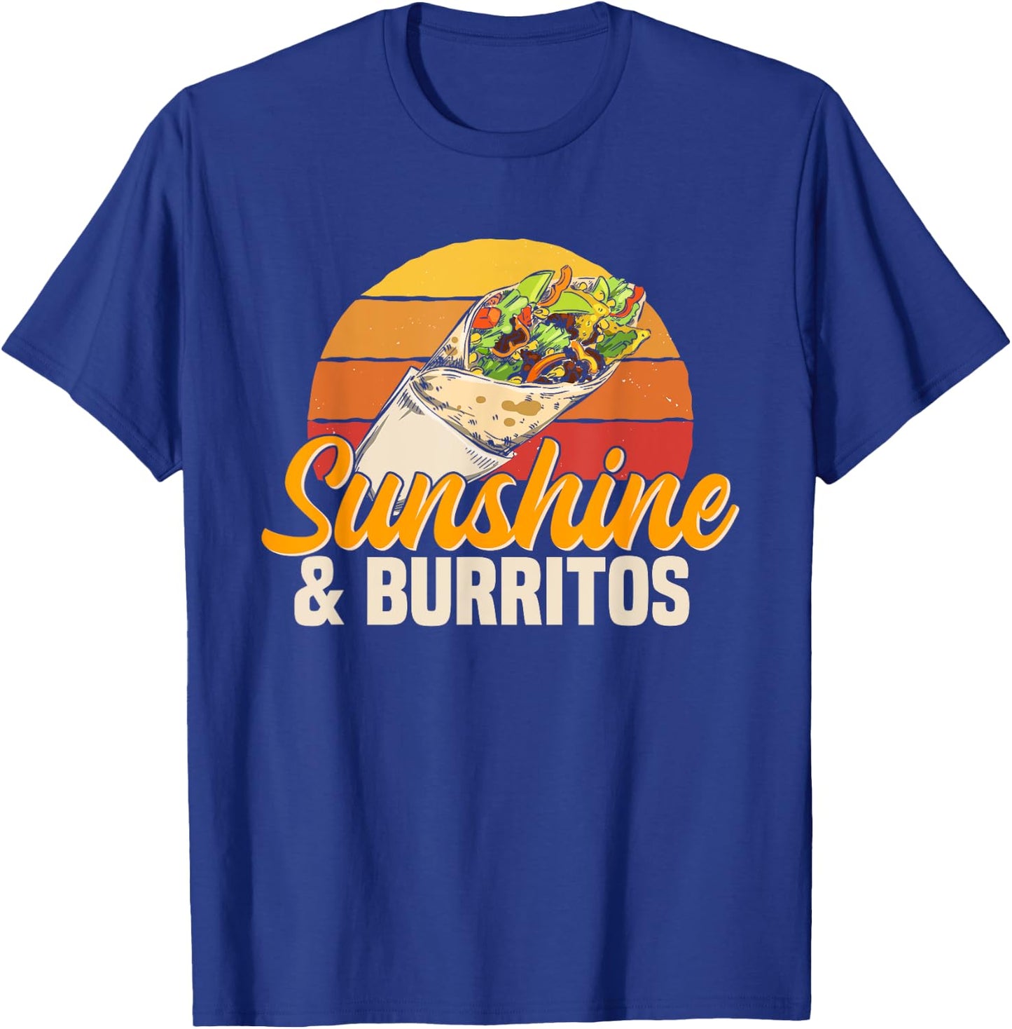 Sunshine & Burritos Mexican Food Retro Vintage Men Women Girls Kids T-Shirt - T-Shirt | Royal
