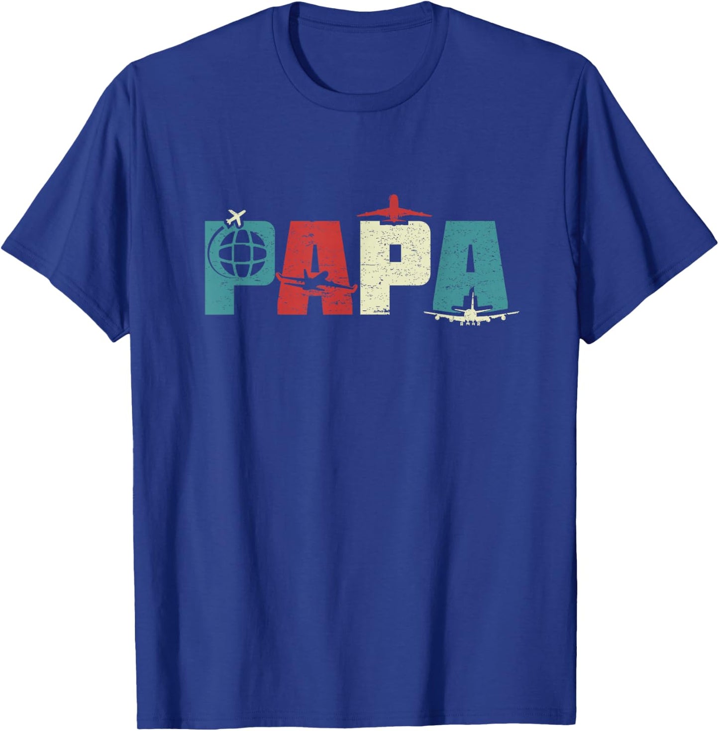 Papa Pilot Funny Dad Aviation Flying Airplane Lovers Gifts T-Shirt - T-Shirt | Royal