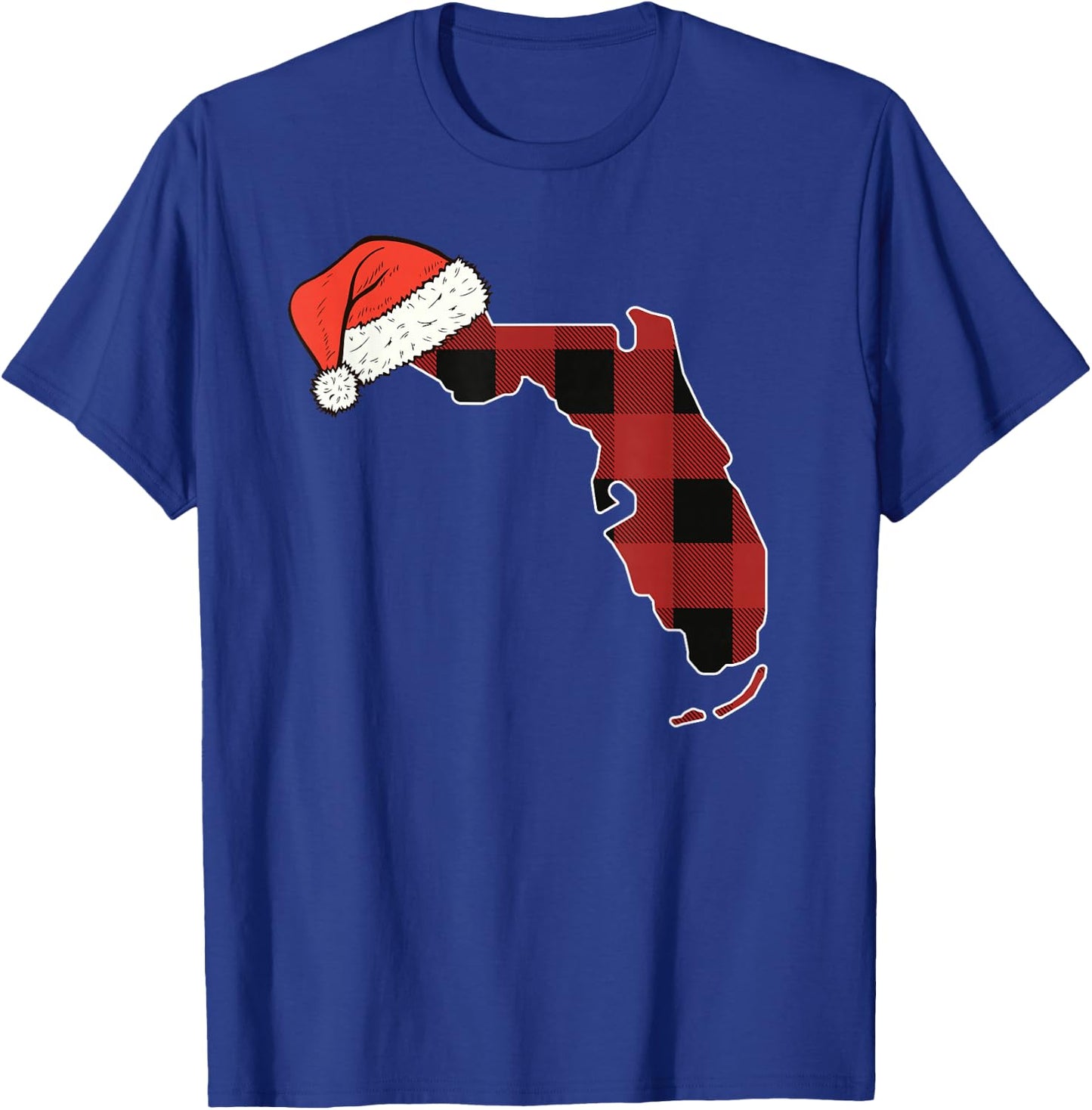 Florida Plaid Christmas Santa Hat Holiday Matching Design T-Shirt - T-Shirt | Royal