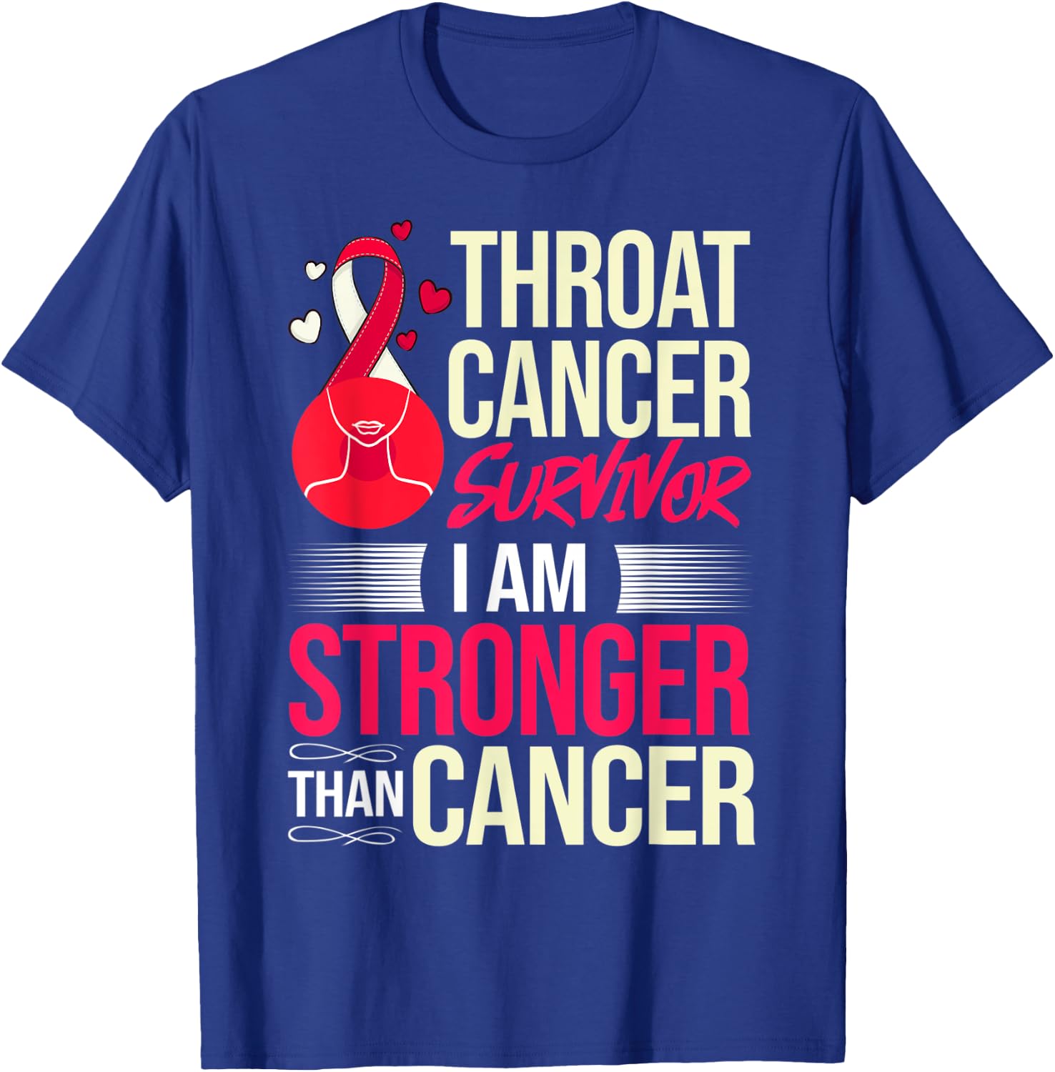 Head and Neck Throat Cancer Ribbon Survivor T-Shirt - T-Shirt | Royal
