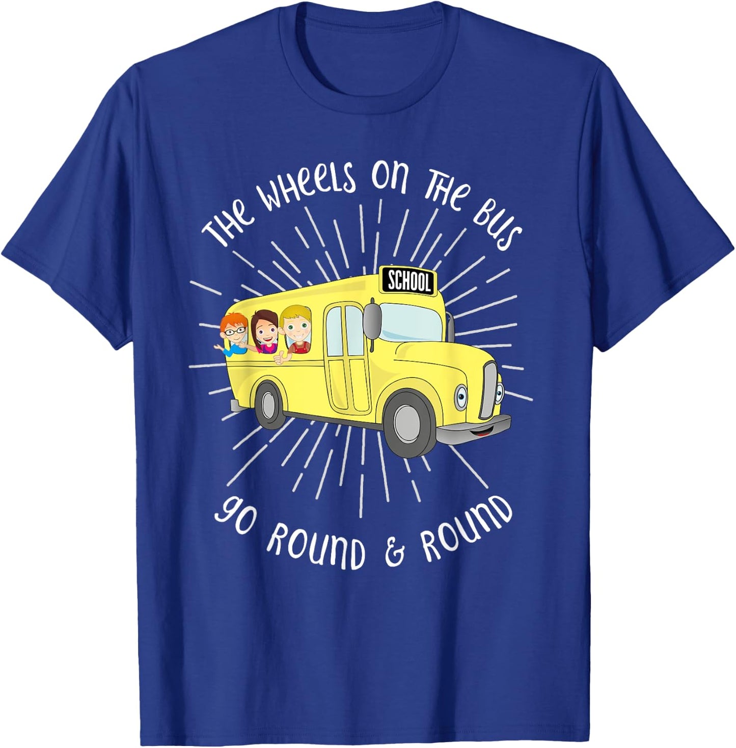 The Wheels on the Bus Graphic musical Nursery Rhyme T-Shirt - T-Shirt | Royal