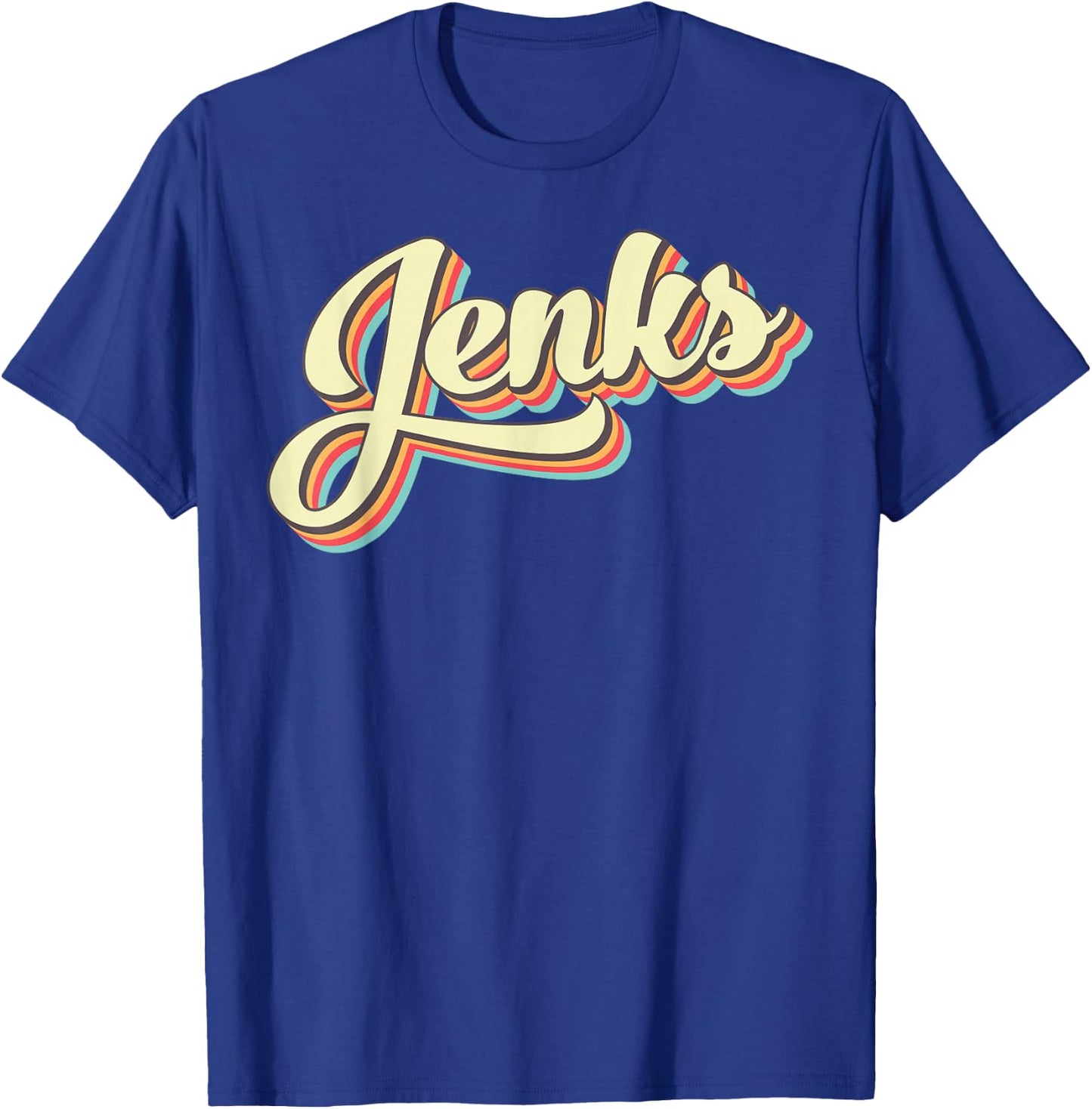 Jenks Retro Art Baseball Font Vintage T-Shirt - T-Shirt | Royal
