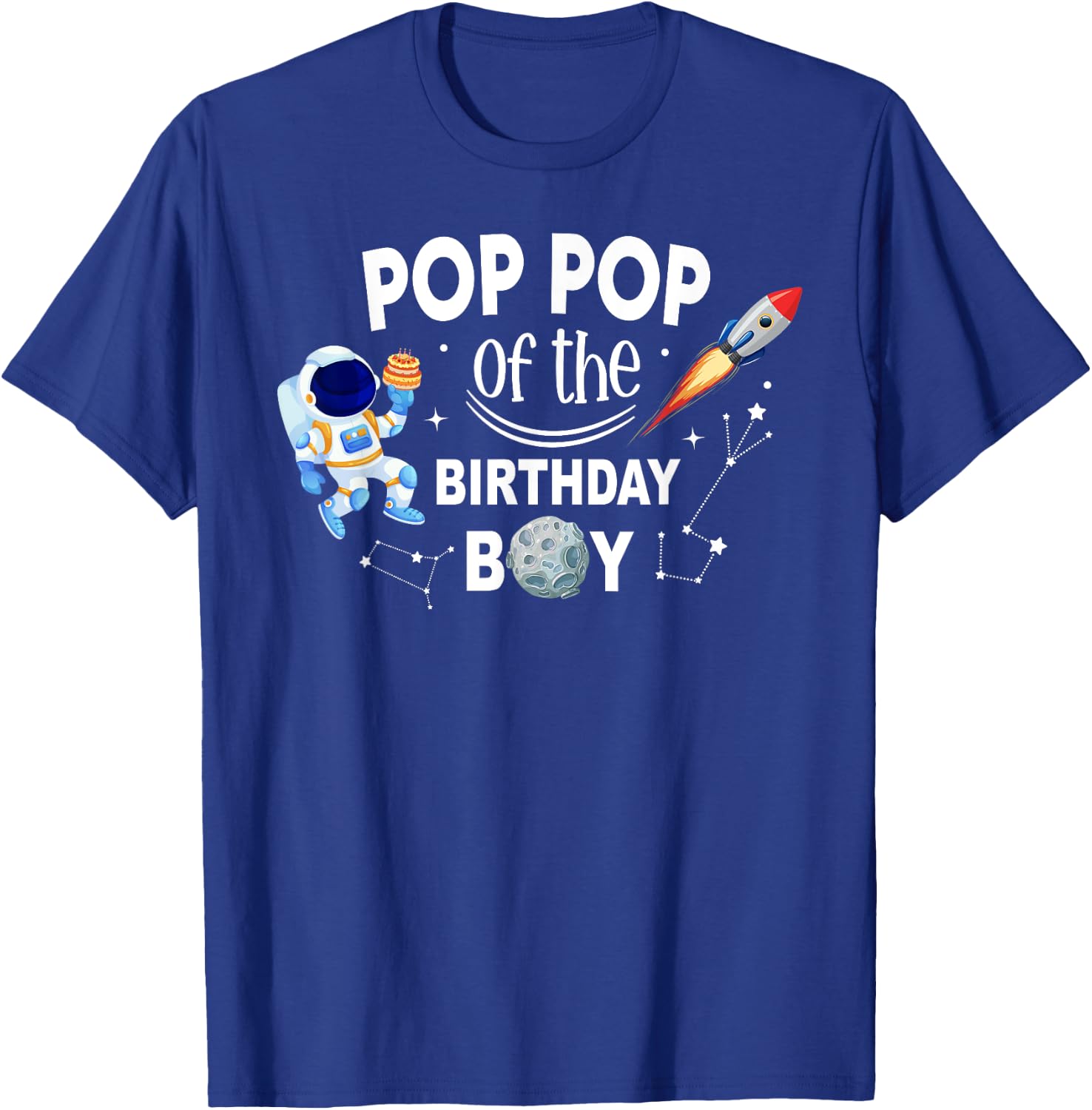 Pop Pop of The Birthday Boy Space Astronaut Birthday Family T-Shirt - T-Shirt | Royal
