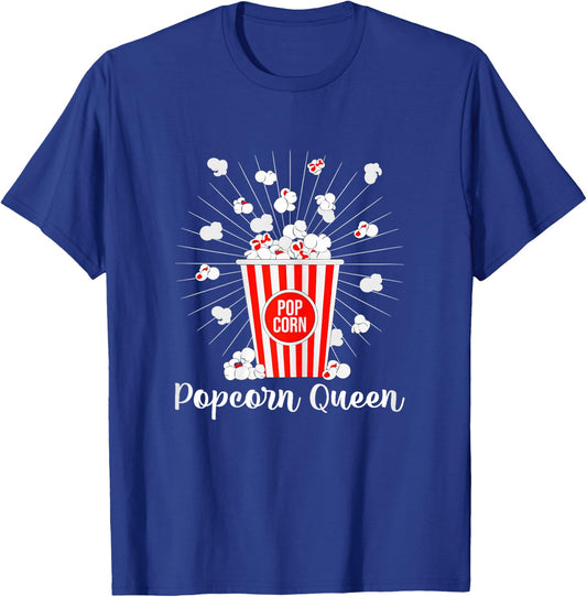 Popcorn Queen Cinema Lover Movie Night T-Shirt - T-Shirt | Royal