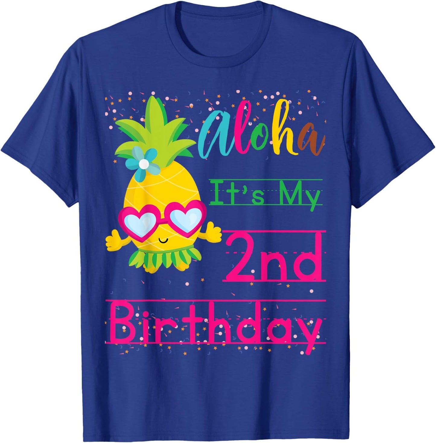Aloha It's My 2nd Birthday Hawaii Baby Girl Sunglasses Fruit T-Shirt - T-Shirt | Royal