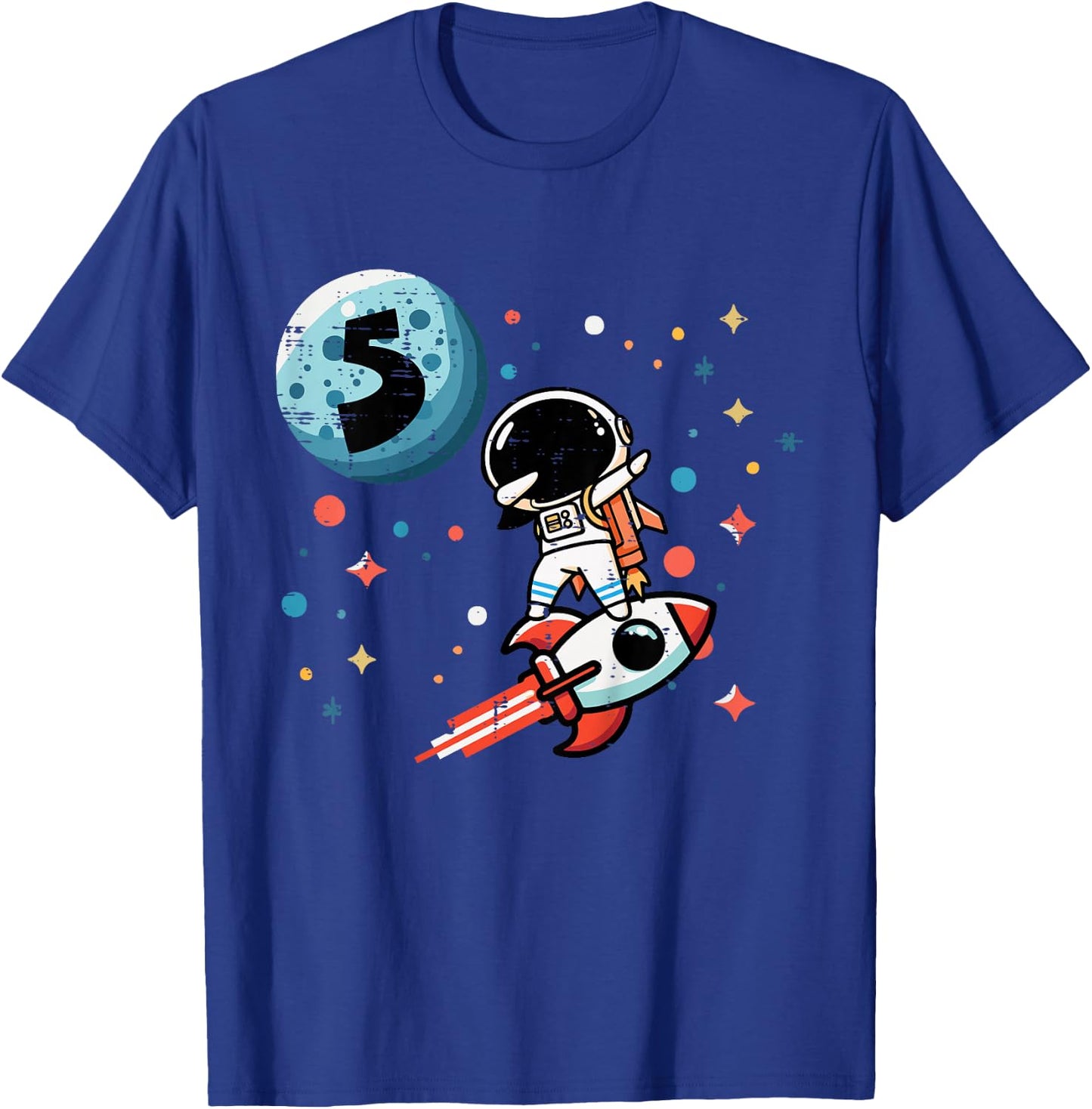 Kids 5th Birthday Astronaut Dab Rocket 5 Year Old Bday Boys Kids T-Shirt - T-Shirt | Royal