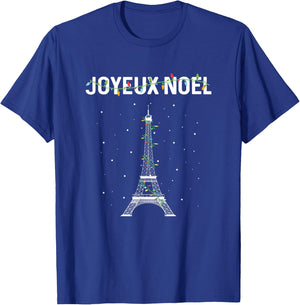 Joyeux Noel French Paris Eiffel Tower Christmas T-Shirt - T-Shirt | Royal